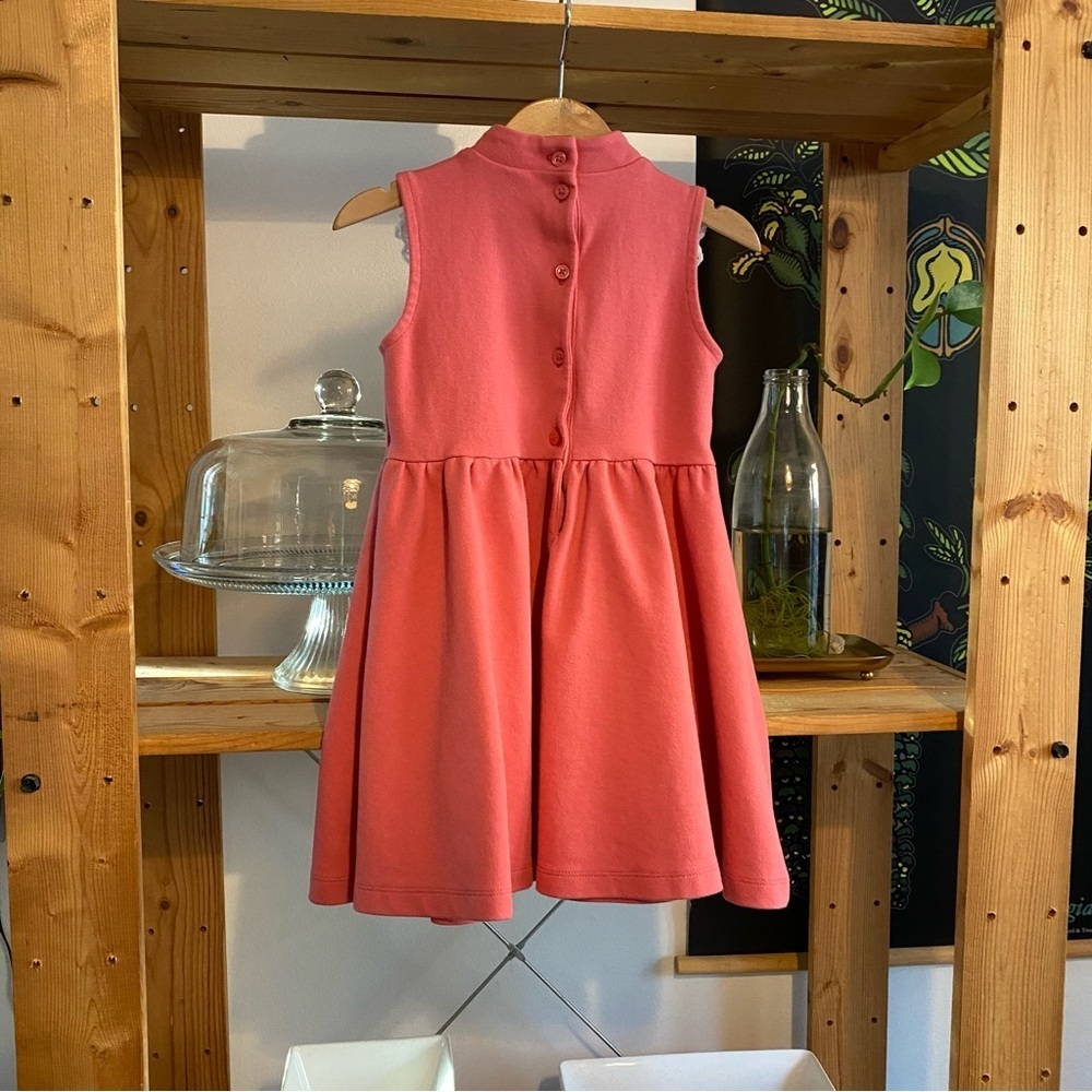Janie and Jack Pink White Eyelet Ruffle Ponte Dress 4t - Picture 4 of 14